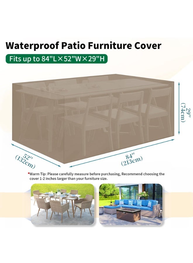 INFOSUN Outdoor Furniture Cover 84" L x 52" W x 29" H , Premium Quality Patio Furniture Covers Dust Proof Anti-UV Heavy Duty Durable Sofa Sectional Table & Chair Cover Large (Brown) - Image 2