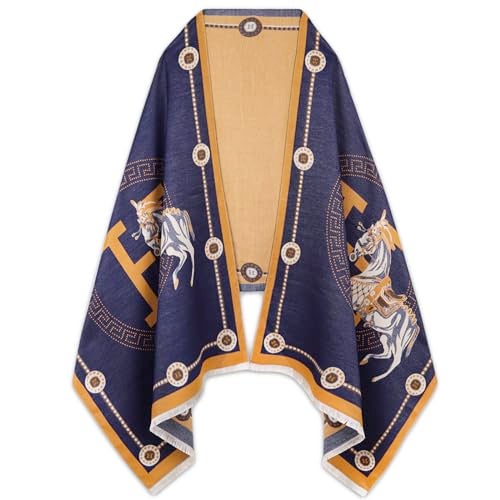EXTREE Scarfs for Women Pashmina Silky Shawl Wrap for Evening Dressing Blanket Open Front Poncho Cape - Image 1