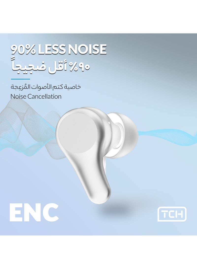 تي سي اج سماعات أذن لاسلكية TCH Boom Trap L30، ضوضاء بيضاء، صوت نقي، وصوت هاي فاي، لمسة ذكية، ووقت تشغيل يصل إلى 6 ساعات، ووقت استعداد يصل إلى 30 ساعة، مقاومة للماء IPX4، مع سماعات بلوتوث 5.3، متوافقة مع IOS وAndroid - Image 2