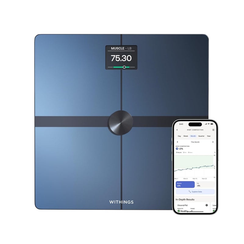 WITHINGS Body Smart Wi-Fi Digital Personal Scales/Body Fat Scales for Extended Body Composition Including Muscle Mass, Water Content, Bone Density - Image 1