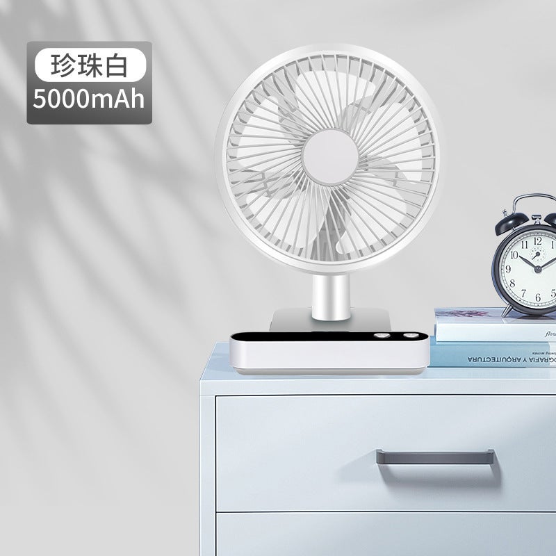 New Shaking Head Digital Display Usb Small Fan Rechargeable Desktop Student Home Office Light Sound Cycle Electric Fan - Image 1