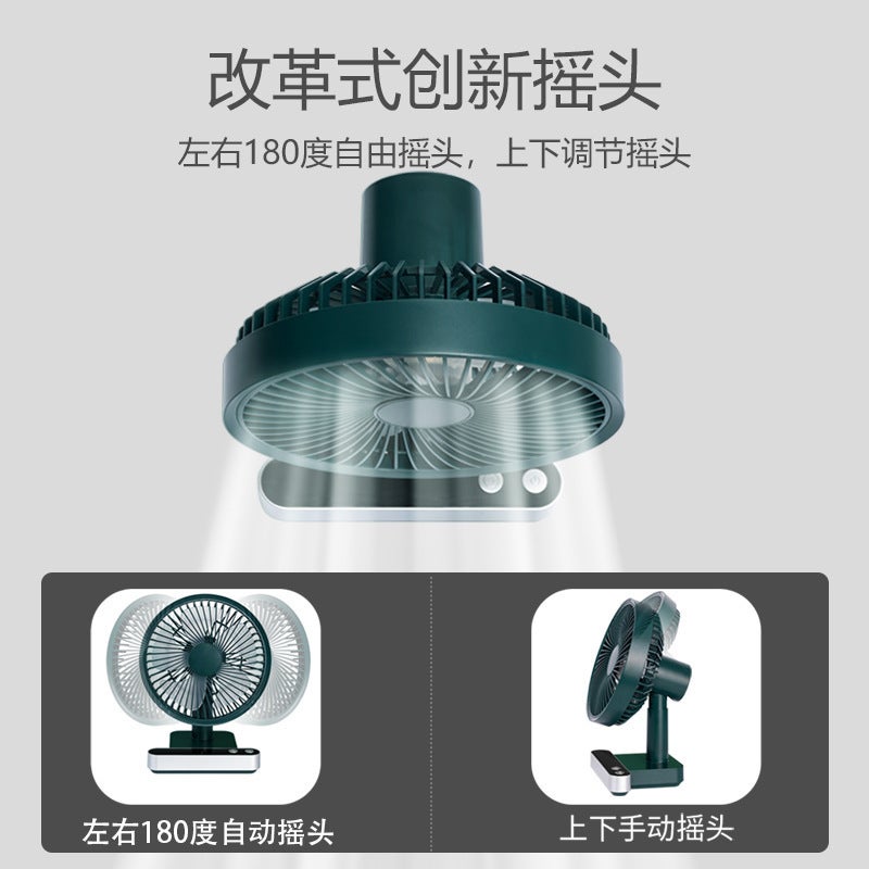 New Shaking Head Digital Display Usb Small Fan Rechargeable Desktop Student Home Office Light Sound Cycle Electric Fan - Image 4