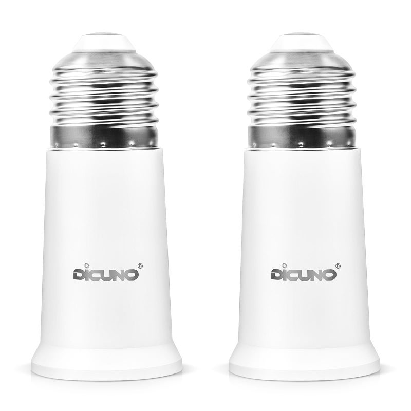 DiCUNO E26 Socket Extender, E26 Standard Medium Base Lamp Bulb Socket Adapter of 5CM/1.97 Inch Extension, Max 200W, Light Bulb Extender, 2 Pcs - Image 1
