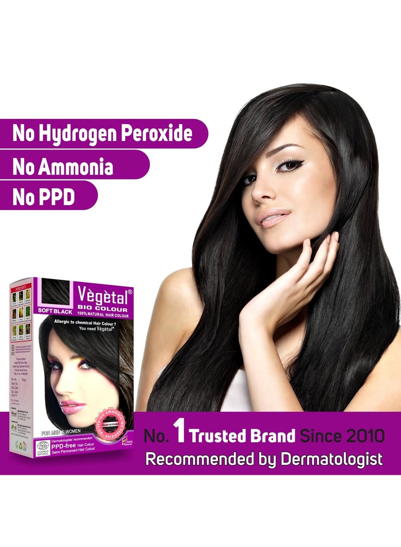 Vegetal Bio Hair Colour - Soft Black | 50g | Achieve Natural, Ammonia-Free Hair Color | PPD-Free, 100% Herbal Certified Organic for Men and Women | UV Protection and Luster Maintenance | Complete Kit - Image 5