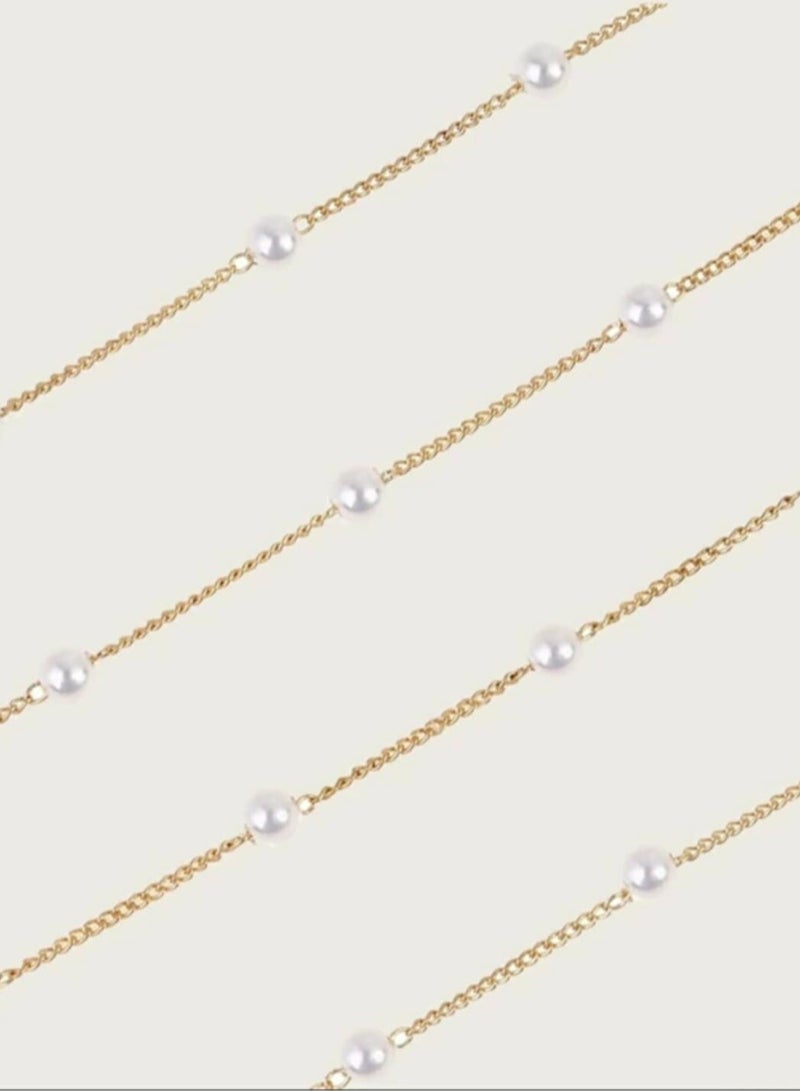 RA accessories Women Eyeglasses Golden Chain With Pearls Off White Also Use As Necklace - Image 2