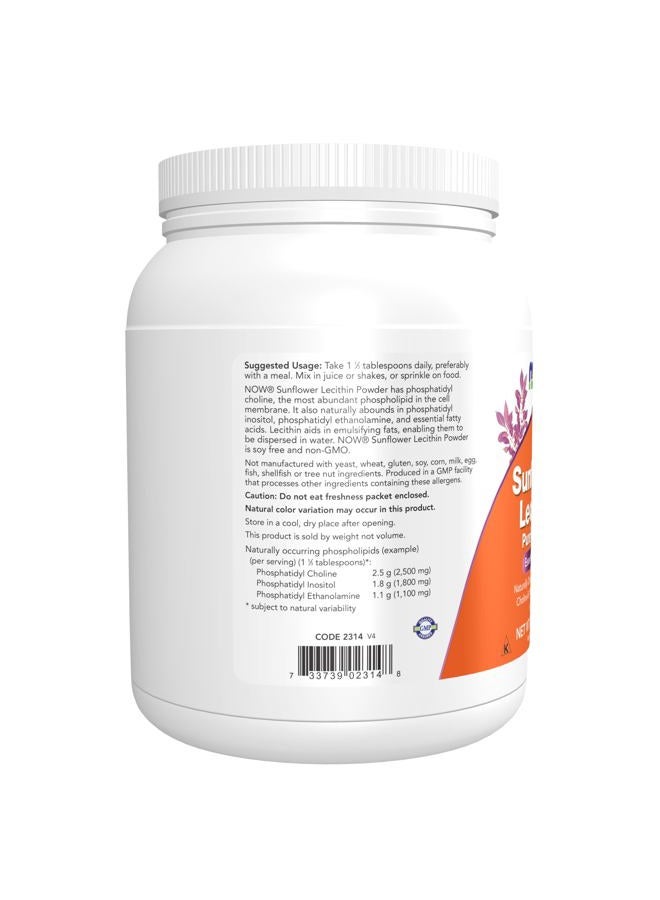 now Supplements, Sunflower Lecithin with naturally occurring Phosphatidyl Choline and Other Phosphatides, Powder, 1-Pound - Image 3