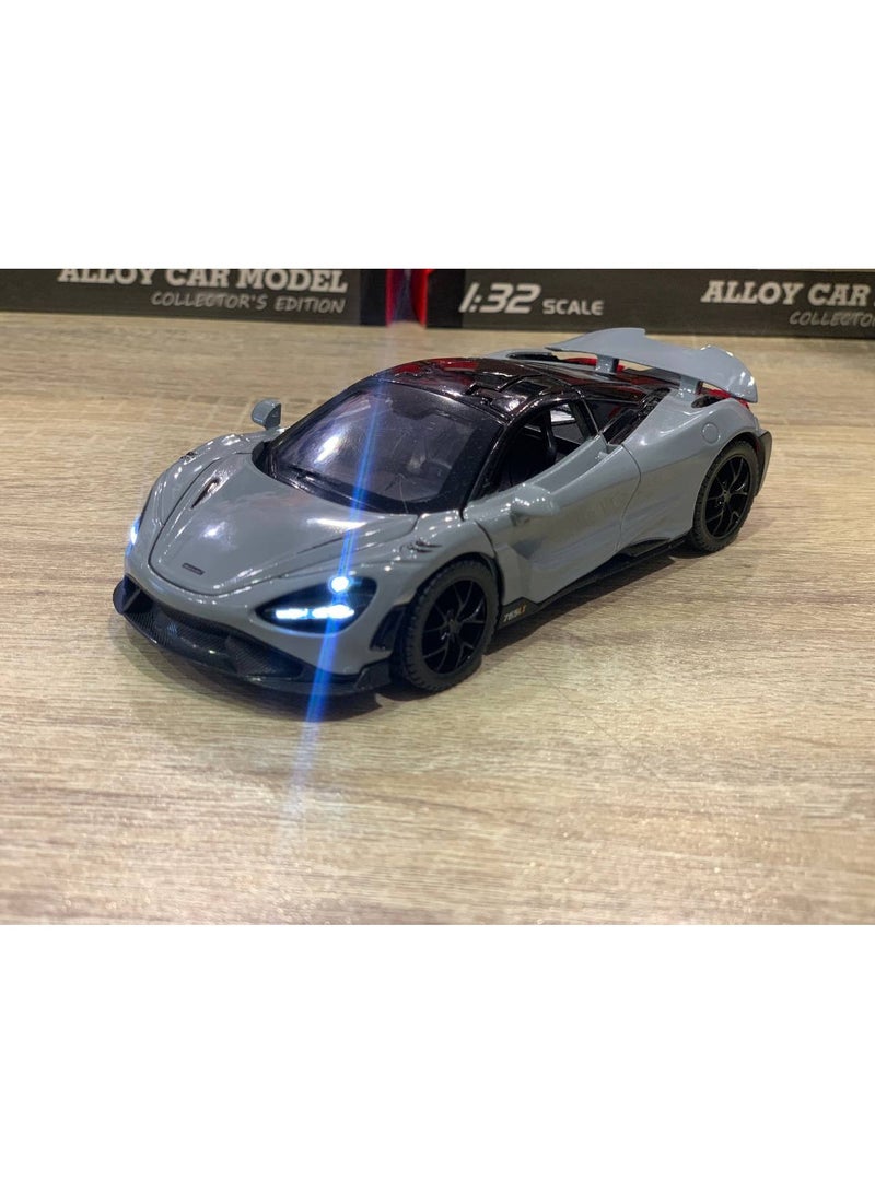 1:32 scale metallic gray car model - Image 1