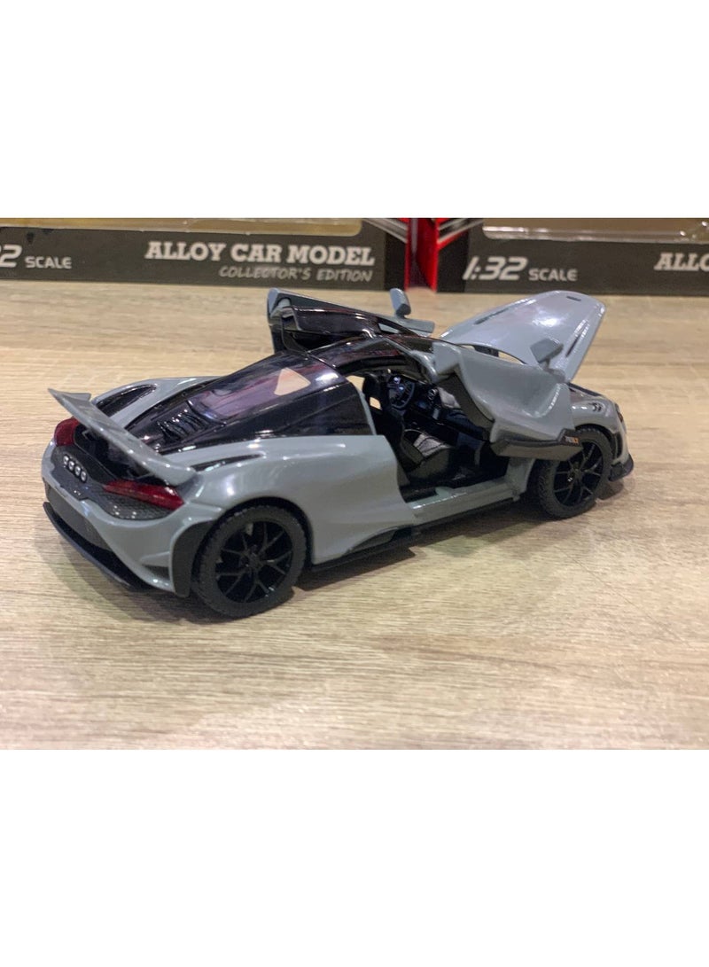 1:32 scale metallic gray car model - Image 2