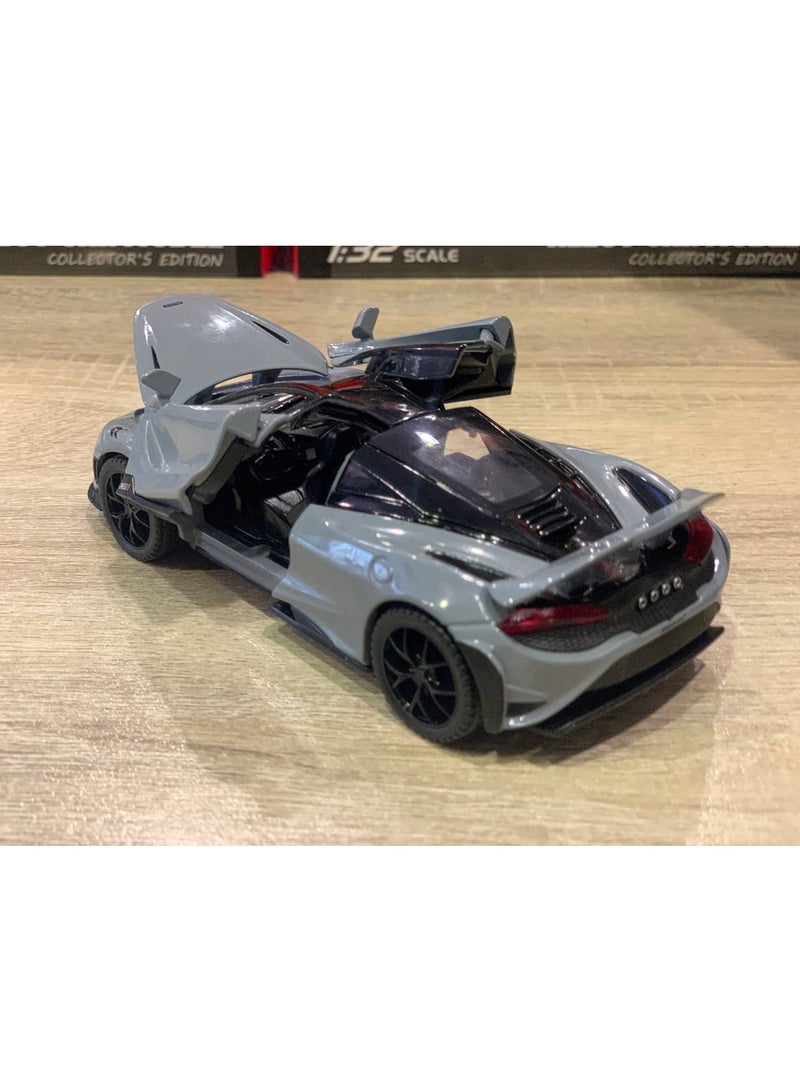 1:32 scale metallic gray car model - Image 3