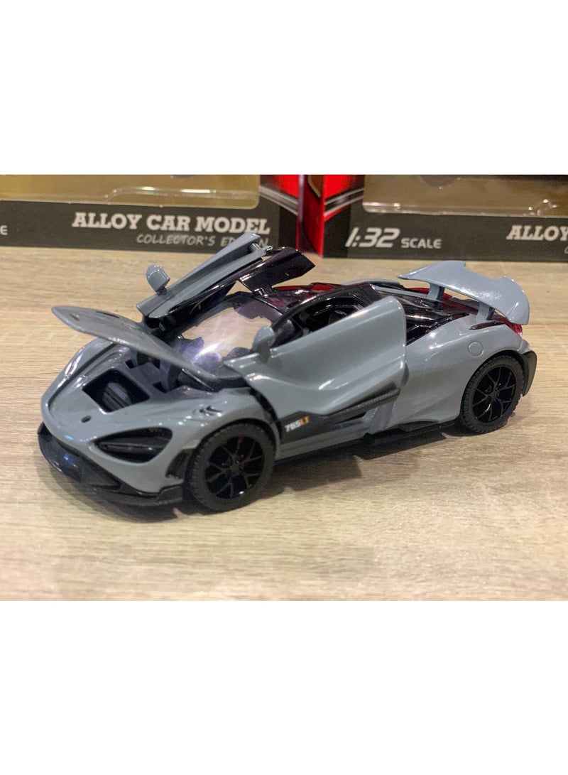 1:32 scale metallic gray car model - Image 5