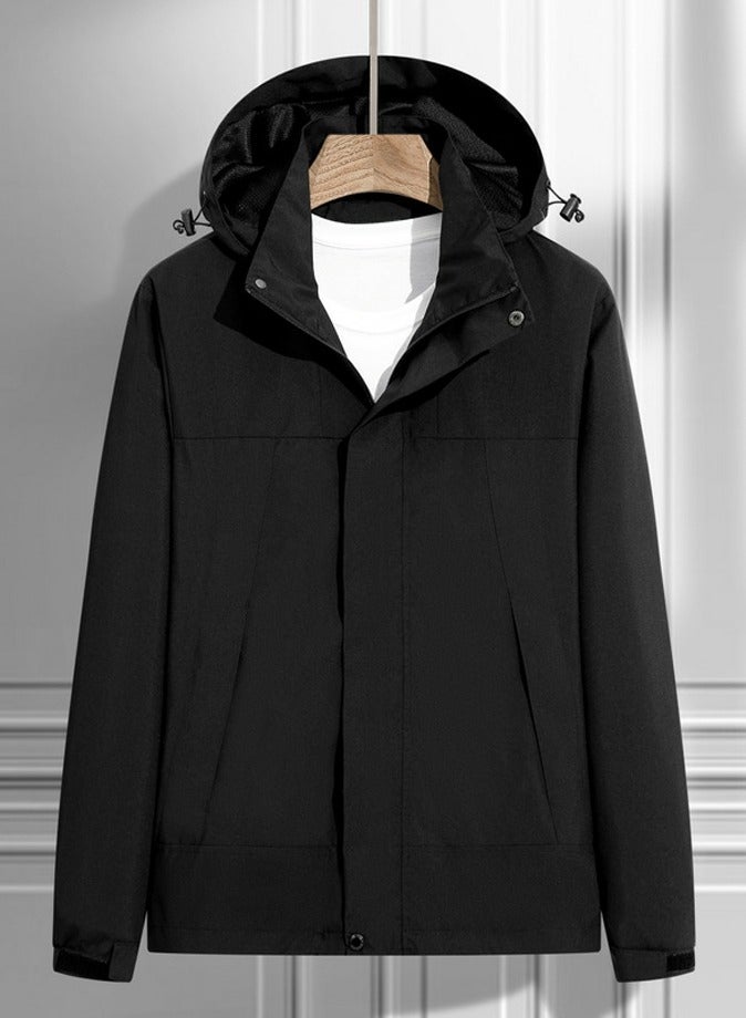 Loquat Women's Lightweight Coat Windbreaker Rain Jacket with Detachable Hood Black