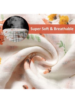 softan Baby Muslin Burp Cloths 100% Cotton Baby Washcloths 6Layer Super Absorbent Bath Towel Or Burp Cloths For Baby Girl Boy Great Gift For Newborn Baby 10 X 20 Inch 4 Pack Leaves & Flowers  - Image 4