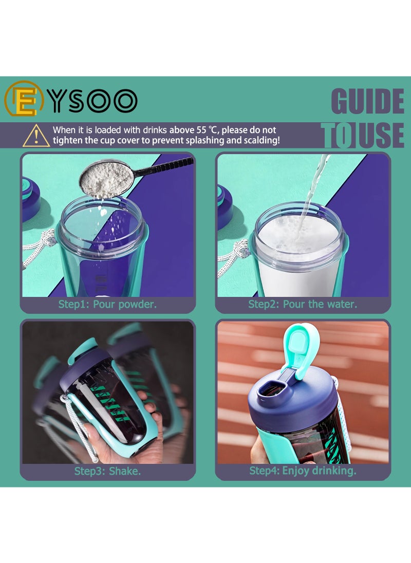 EYSOO Protein Shaker Bottle Protein Drink Shaker Cup 20 oz Shaker Bottle for Protein Mixes Leak-proof BPA-free Protein Mixer Cup with Blender Ball for Gym Fitness Workout (Green)