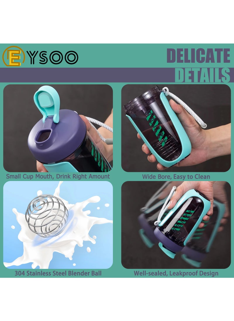 EYSOO Protein Shaker Bottle Protein Drink Shaker Cup 20 oz Shaker Bottle for Protein Mixes Leak-proof BPA-free Protein Mixer Cup with Blender Ball for Gym Fitness Workout (Green)