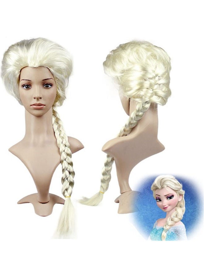 NIBEMINENT Princess Elsa Cosplay Wig Blonde Party Braid Wigs Halloween gold 70cm - Image 3