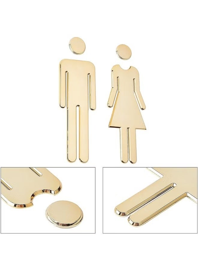 Toilet Signs Self Adhesive for Ladies and Gentlemen, Washroom Door Signs for Home Hotel Office Store Parking Restaurant, Gold - Image 4