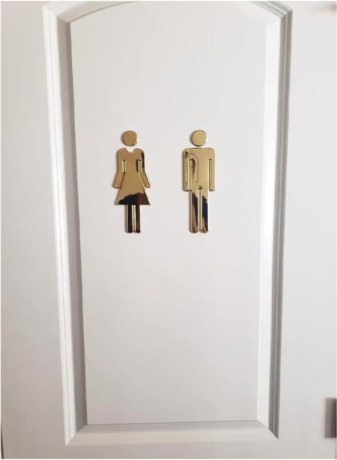Toilet Signs Self Adhesive for Ladies and Gentlemen, Washroom Door Signs for Home Hotel Office Store Parking Restaurant, Gold - Image 5