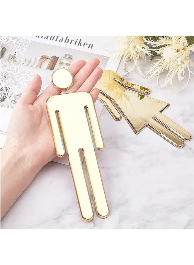 Toilet Signs Self Adhesive for Ladies and Gentlemen, Washroom Door Signs for Home Hotel Office Store Parking Restaurant, Gold - Image 3