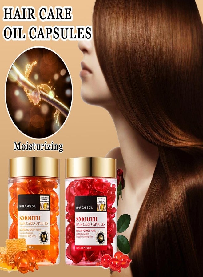 LZYLLS Rose Hair Serum & Honey Hair Serum for Women,Moisturizing Hair Oil for Hair Styling,Hair Care Conditioner for All Hair Types,30 Capsules - Image 2