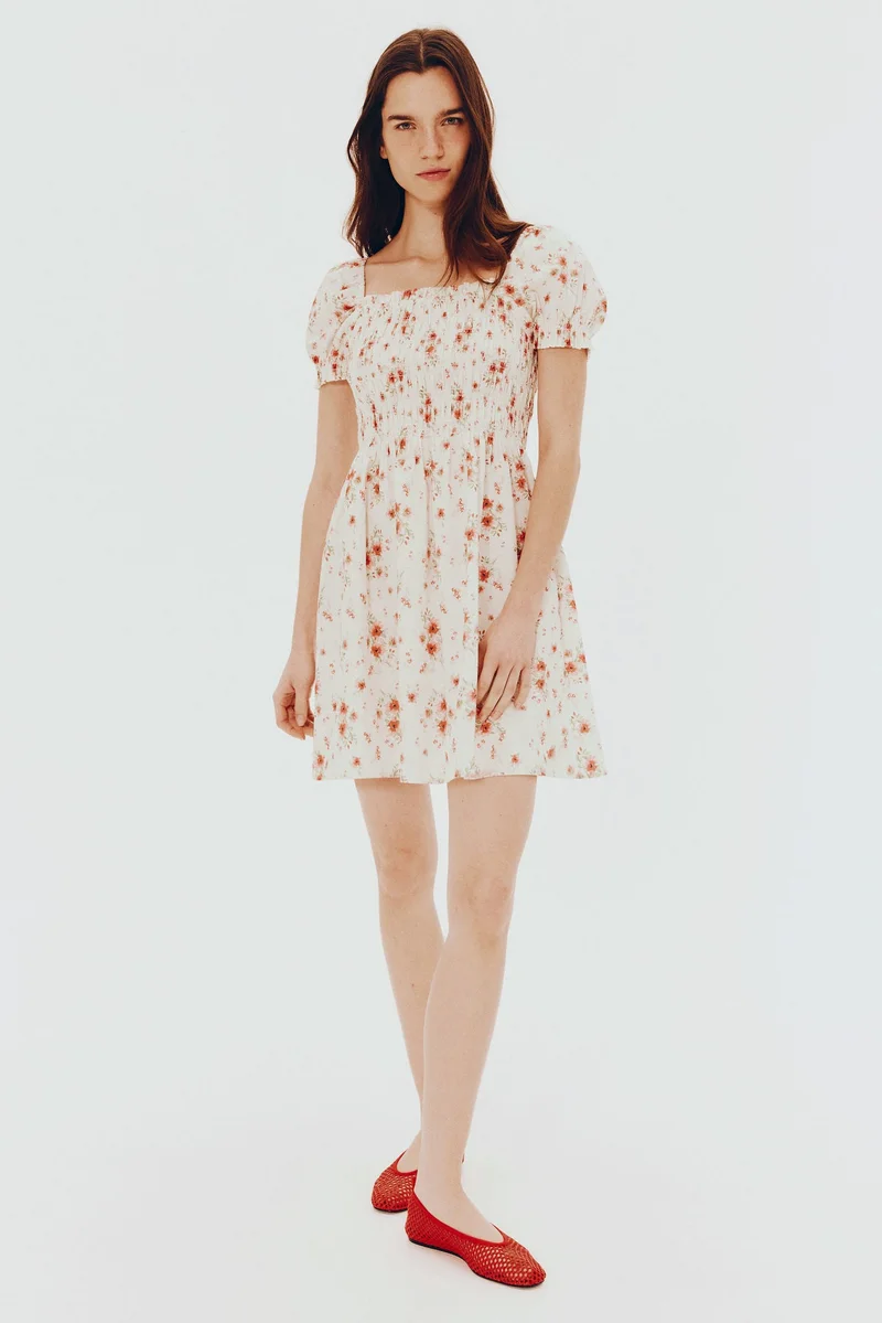 اتش اند ام فستان من البوبلين المتجمع