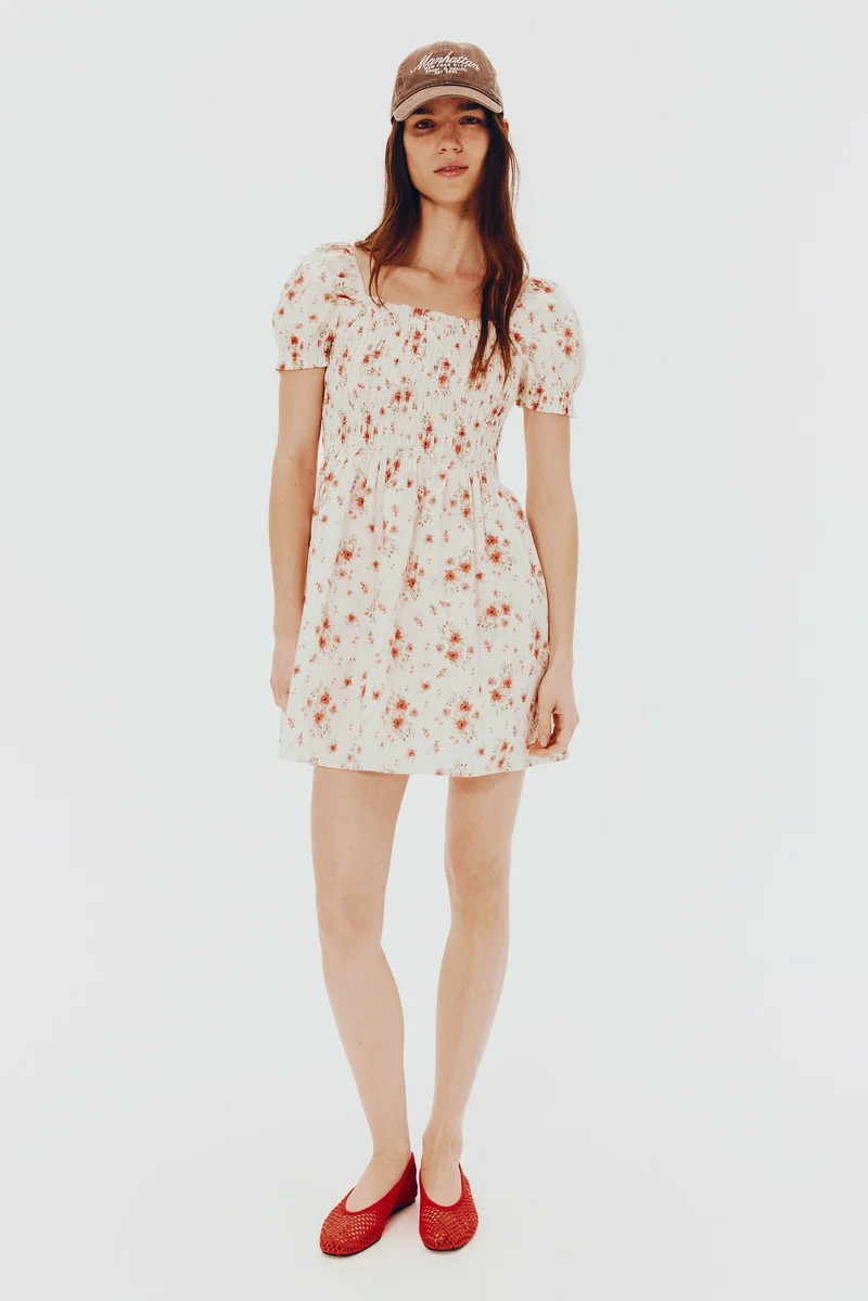 اتش اند ام فستان من البوبلين المتجمع