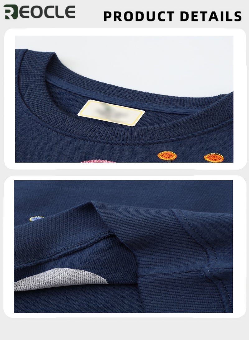 REOCLE Kids' Butterfly Embroidered Sweatshirt Casual Crew Neck Pullover Comfortable & Stylish Top for Toddler & Kids Daily Wear - Image 4