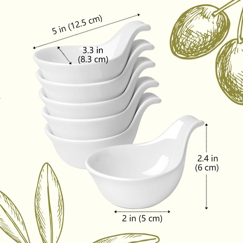 Flexzion Ceramic Dipping Bowls Small Bowls for Dipping with Handle Condiment Cups Soy Sauce Dish Porcelain Ramekins Sauce Holders Containers for Small Side Dishes Dips  3 oz Set of 6 White - Image 5