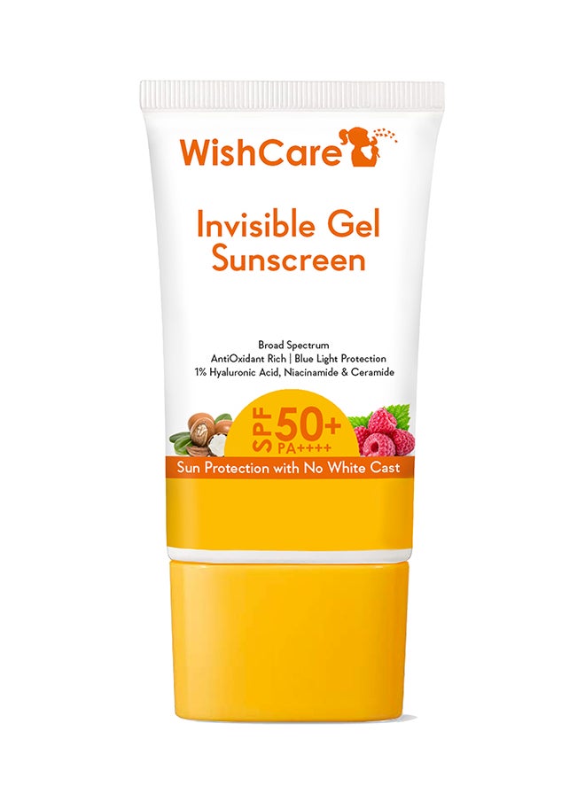 WishCare Invisible Gel Sunscreen SPF 50+ PA++++ - Ultra Light Weight, Oil Free with Broad Spectrum Protection & No White Cast - 50 Grams  - Image 1