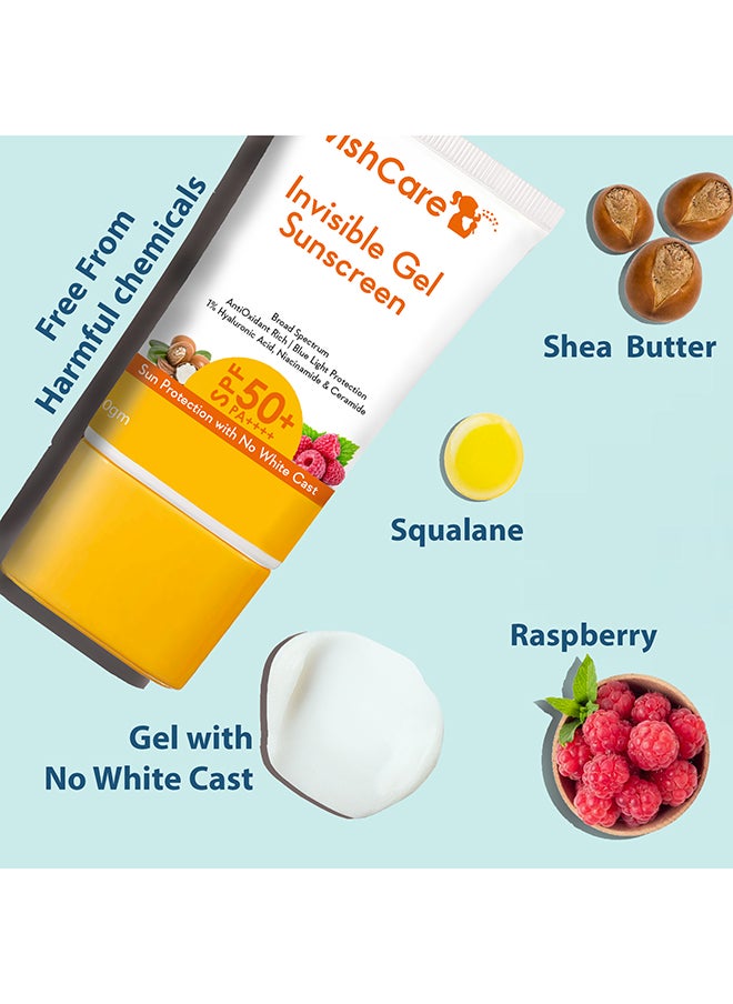 WishCare Invisible Gel Sunscreen SPF 50+ PA++++ - Ultra Light Weight, Oil Free with Broad Spectrum Protection & No White Cast - 50 Grams  - Image 3