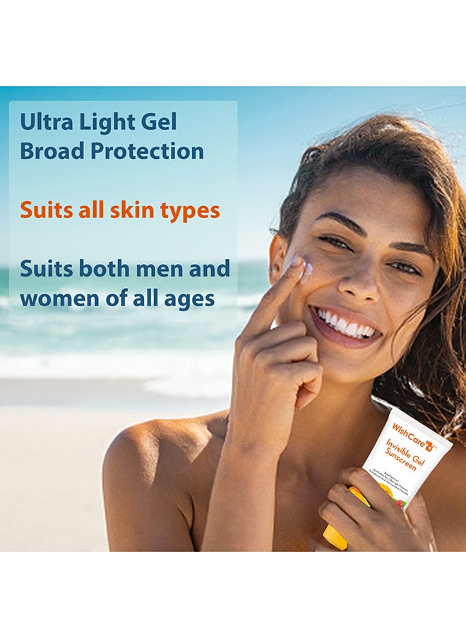 WishCare Invisible Gel Sunscreen SPF 50+ PA++++ - Ultra Light Weight, Oil Free with Broad Spectrum Protection & No White Cast - 50 Grams  - Image 5