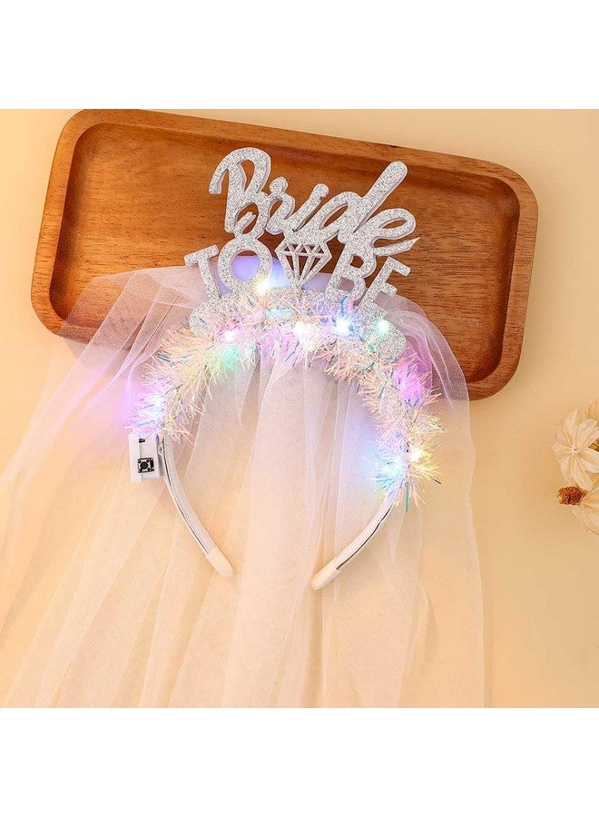 JONKY Light Up Bride To Be Veil Headband Led White Headbands Bridal Short Veils Headpiece Tulle Bachelorette Party Hair Accessories For Women And Girls - Image 2