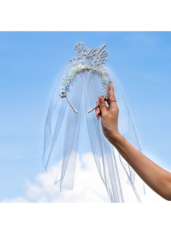 JONKY Light Up Bride To Be Veil Headband Led White Headbands Bridal Short Veils Headpiece Tulle Bachelorette Party Hair Accessories For Women And Girls - Image 4