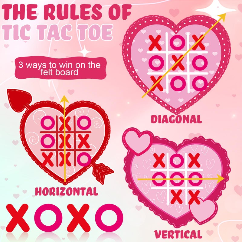 Wiwiqing 24 Pack Valentines Day Tic Tac Toe Game Strategic Board Felt With Storage Bags Valentine'S Day Games Classroom For Party Favors Goodie Bags Gift Exchange Prizes(Heart) - Image 4