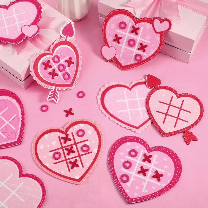 Wiwiqing 24 Pack Valentines Day Tic Tac Toe Game Strategic Board Felt With Storage Bags Valentine'S Day Games Classroom For Party Favors Goodie Bags Gift Exchange Prizes(Heart) - Image 5