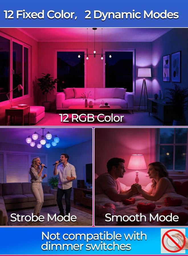 ILC RGB LED Light Bulb, Color Changing 40W Equivalent, Daylight White, 450LM Dimmable 5W E26 Screw Base RGBW, Mood Light Bulb - 12 Color Choices - Timing Infrared Remote Control Included (4 Pack) - Image 3