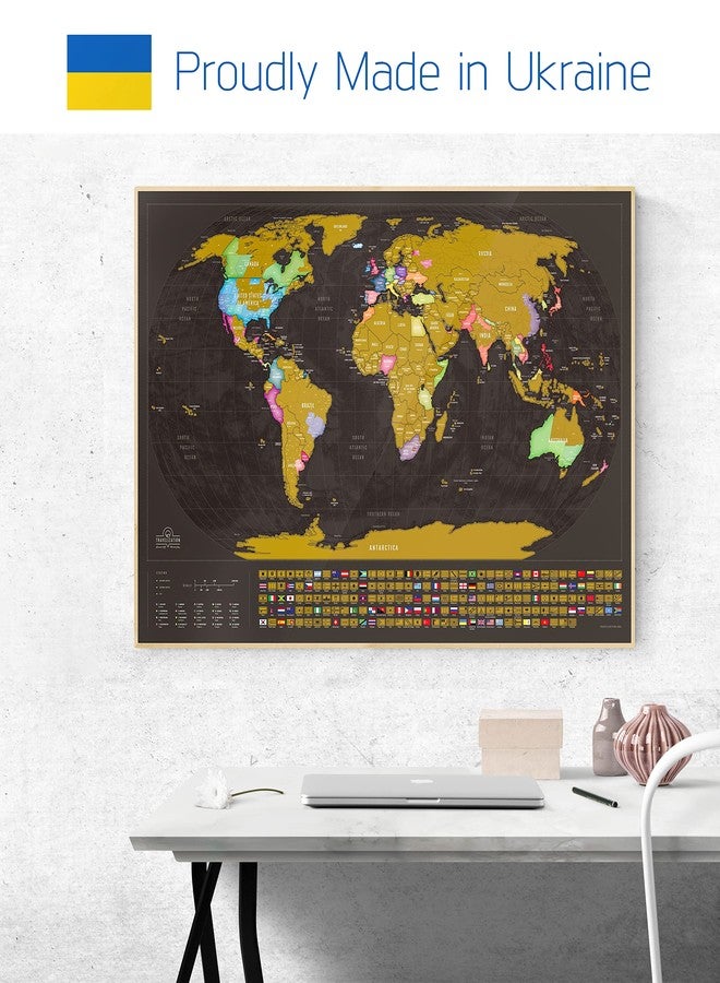 Travelization Two Scratch Off Travel Maps - World & United States National Parks - Large 24x17 Quality Laminated Poster Paper - World & USA Wall Posters w/Flags, Art Coloring Pages & Scratch Tool - Traveler Gift - Image 3