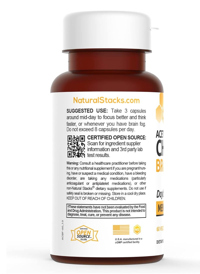 Natural Stacks - Natural Stacks Acetylcholine Brain Food Natural Brain Supplement 30 Day Supply Boosts Cognitive Function - Image 1