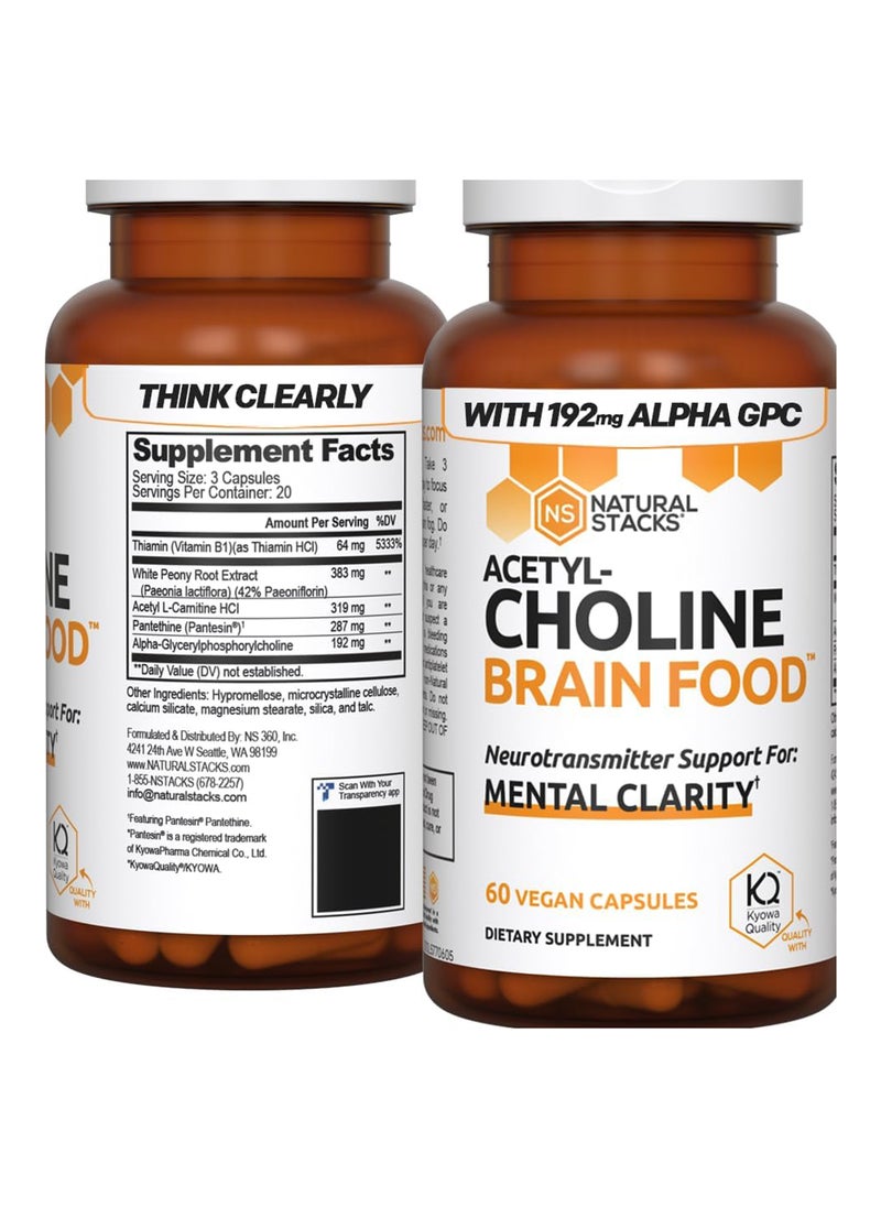 Natural Stacks - Natural Stacks Acetylcholine Brain Food Natural Brain Supplement 30 Day Supply Boosts Cognitive Function - Image 1