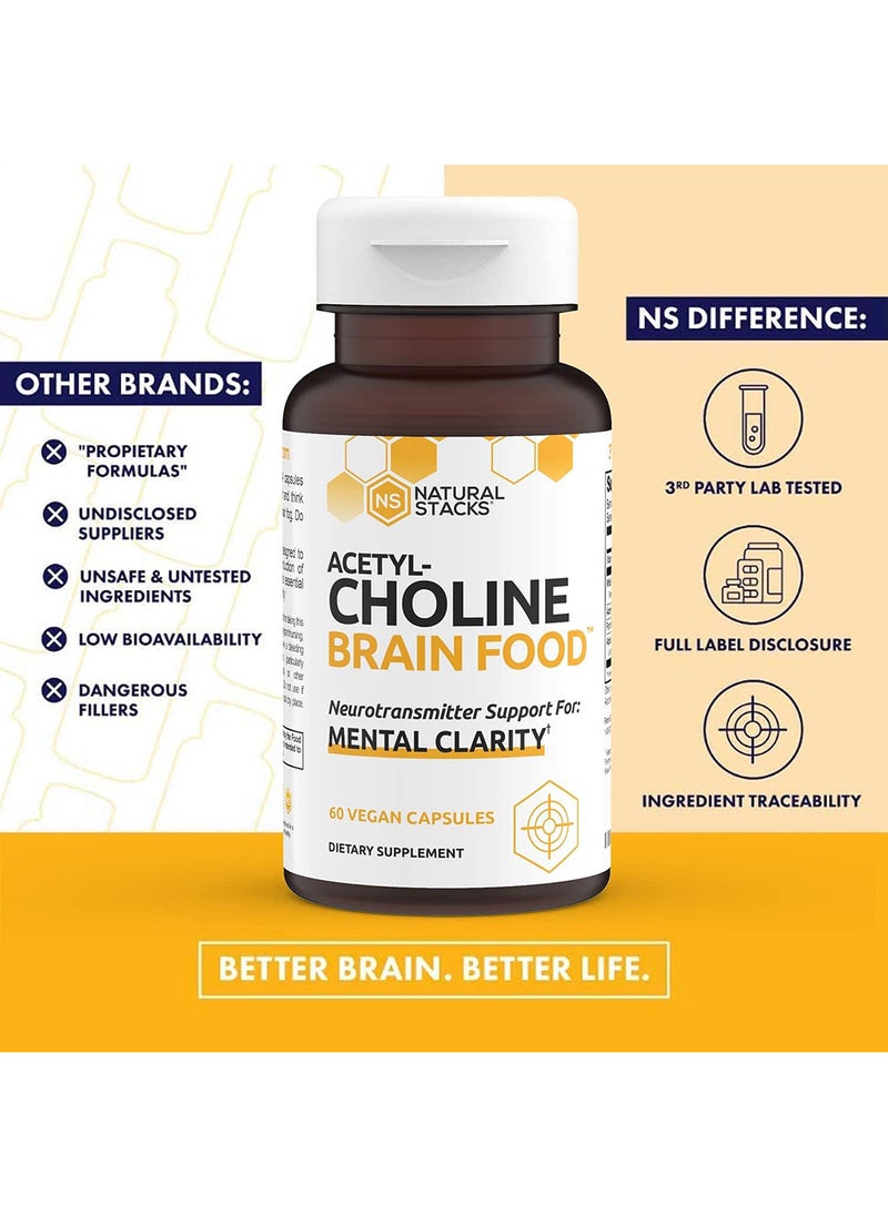 Natural Stacks - Natural Stacks Acetylcholine Brain Food Natural Brain Supplement 30 Day Supply Boosts Cognitive Function - Image 1