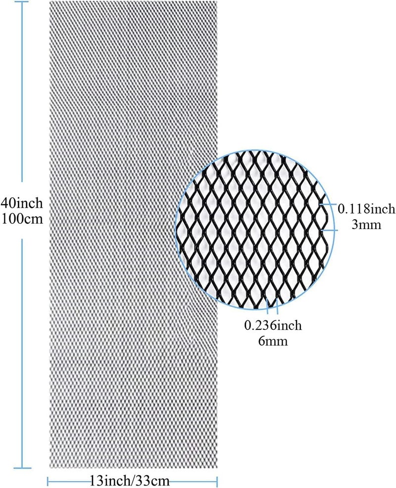 TuhooMall Universal Car Grill Mesh 40" x 13", Black-Painted Aluminum Alloy Automotive Grille Insert, Multifunctional Grille Mesh Roll (black, 3 x 6mm Rhombic Hole) - Image 2