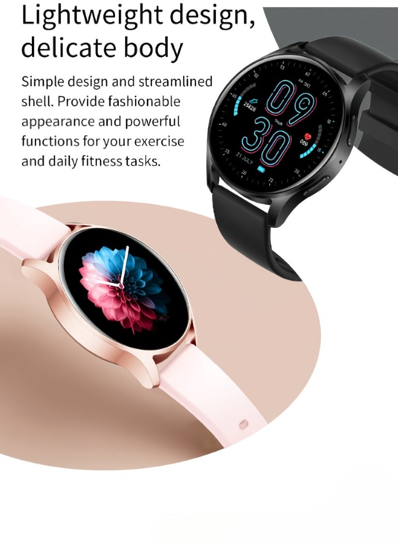 ساعة ذكية لمراقبة الصحة بالصوت من AI، ساعة معصم ذكية مقاومة للماء مع مكالمات بلوتوث، شاشة لمس كاملة، ساعة لياقة بدنية لاسلكية مع جراب من ألياف الكربون، (قطعة واحدة، أسود) - Image 3