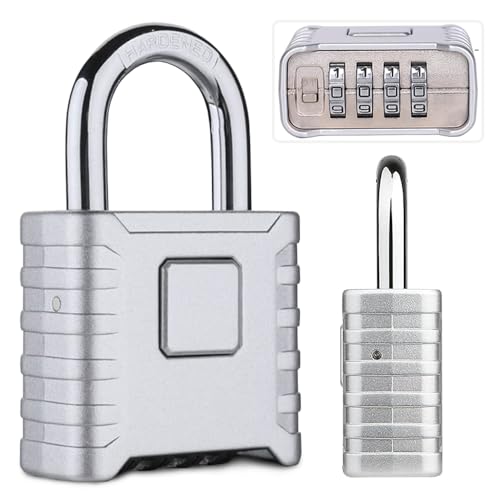 Karomouj Heavy Duty 4 Digit Number Lock Weatherproof Combination Security Padlock for Sheds, Gates, Tool Boxes and Lockers & Outdoor Use | Durable & Reliable Protection (Silver, Zinc) - Image 1