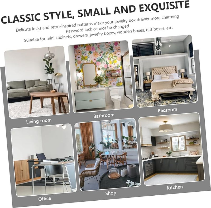 Vintage Five Wheel Antique Combination Padlock Engraved Decorative Lock For Jewelry Box Suitcase - Image 4