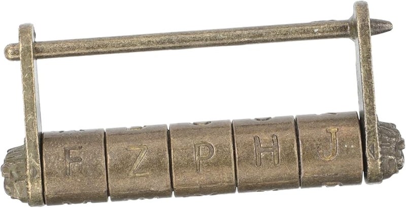 Vintage Five Wheel Antique Combination Padlock Engraved Decorative Lock For Jewelry Box Suitcase - Image 2