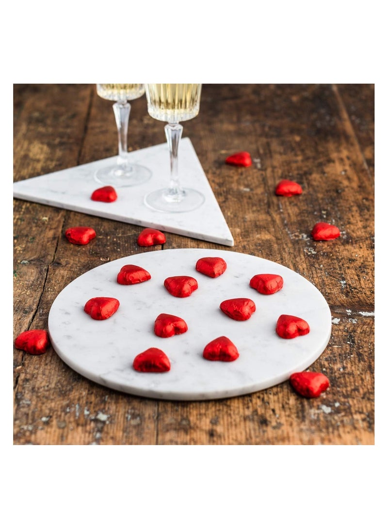 White Marble SERVING SET 30x30cm triangular & 29cm Dia  - Image 1