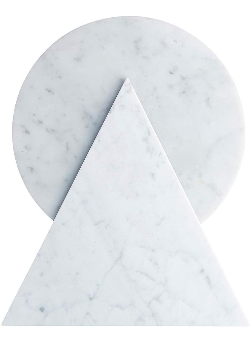 White Marble SERVING SET 30x30cm triangular & 29cm Dia  - Image 2