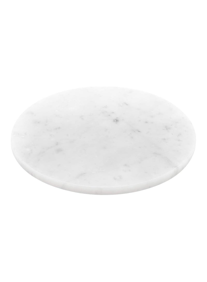White Marble SERVING SET 30x30cm triangular & 29cm Dia  - Image 4