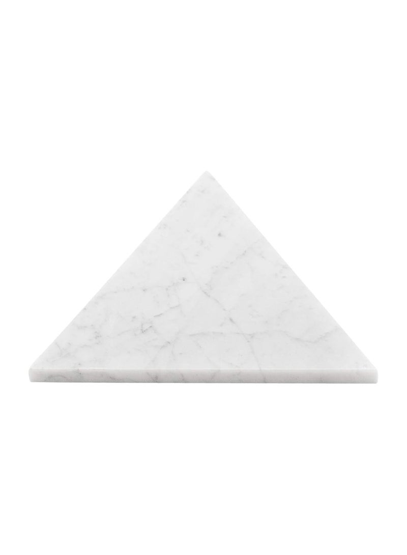 White Marble SERVING SET 30x30cm triangular & 29cm Dia  - Image 3
