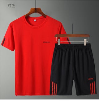 Summer Casual Sports Suit Mens Short-sleeved T-shirt Loose Large Size Shorts Two-piece Running Fitness Quick-drying Suit Red - pzsku/ZFBB6D23F7EDE625A6101Z/45/1746232810/33febc0a-18de-480b-b94d-2e6e736c7290
