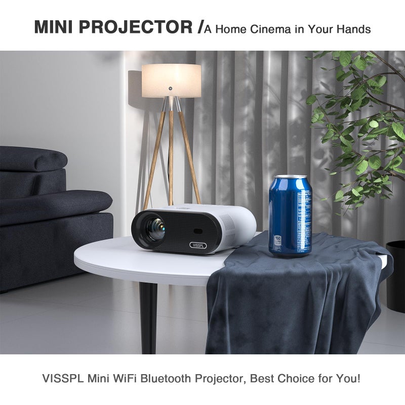 VISSPL Mini Projector with WiFi and Bluetooth, VISSPL Full HD 1080P Projector, Portable Outdoor Projector with Tripod, Home Theater Movie Phone Projector Compatible with Android/iOS/Windows/TV Stick/HDMI/USB - Image 5